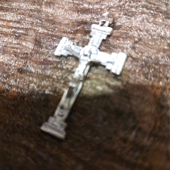 ▫️✝️▫️Beautiful Vintage Deadstock Ornate Silver Metal Crucifix Cross Pendant - Picture 8 of 15